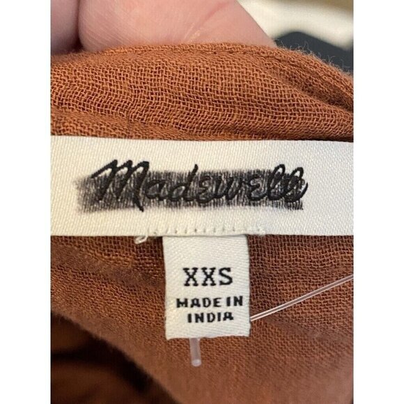 Madewell Womens $80 Patchwork Square Neck Top Burnt Clay Size XXS AK024 - Picture 5 of 5